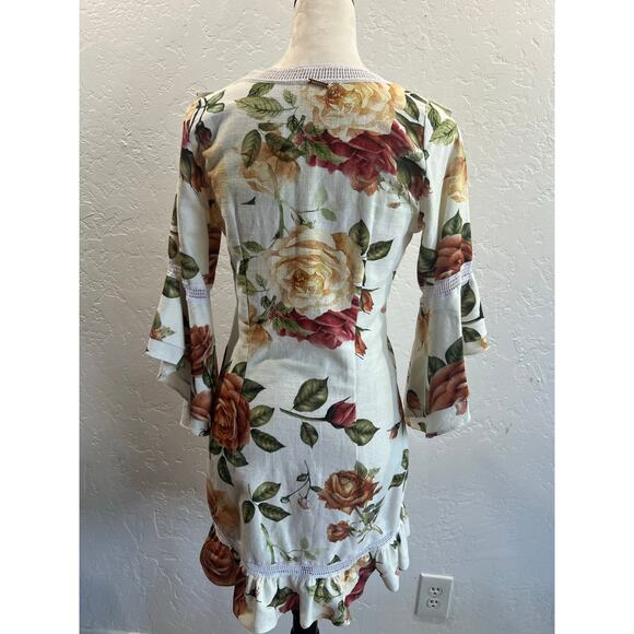 Empress Brasil Isabel Floral Ruffle Mini Dress Tie Front Size S One Size - Picture 5 of 16